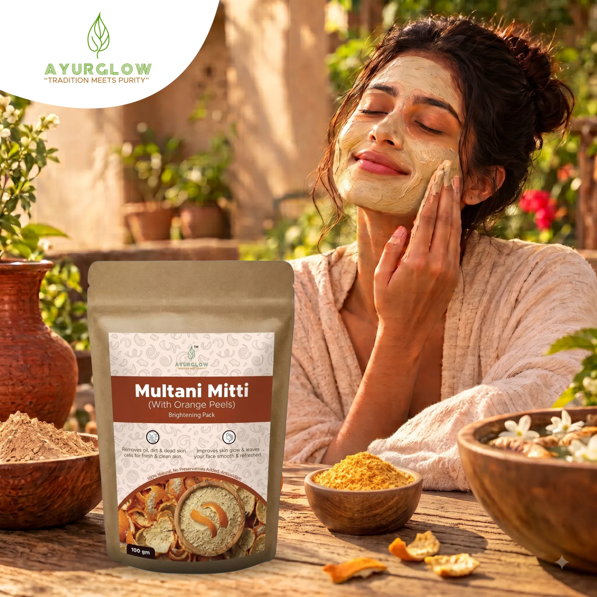 AyurGlow Multani Mitti with Orange Peel – image 4