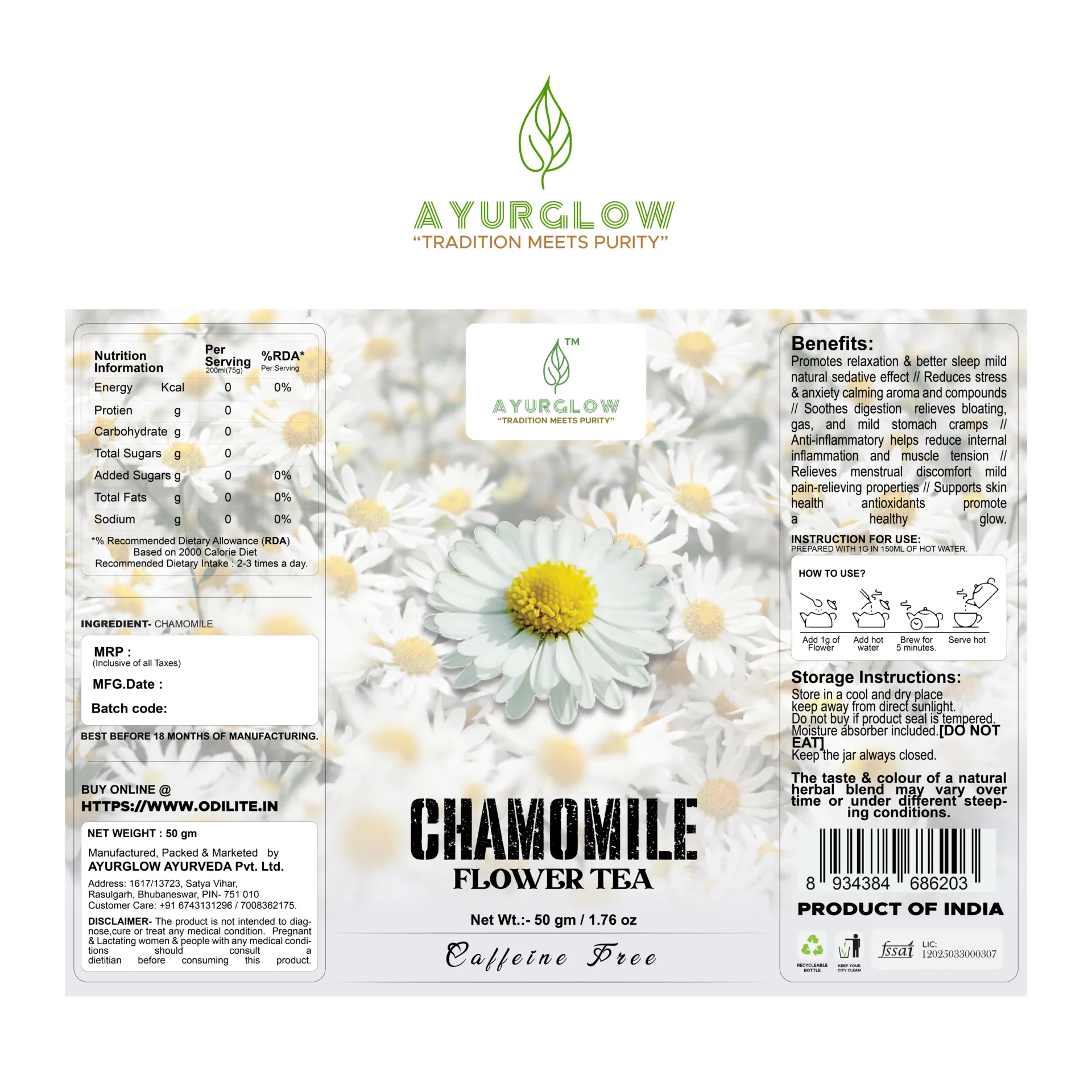 Camomile Flower Herbal Tea 50 Grm – image 3