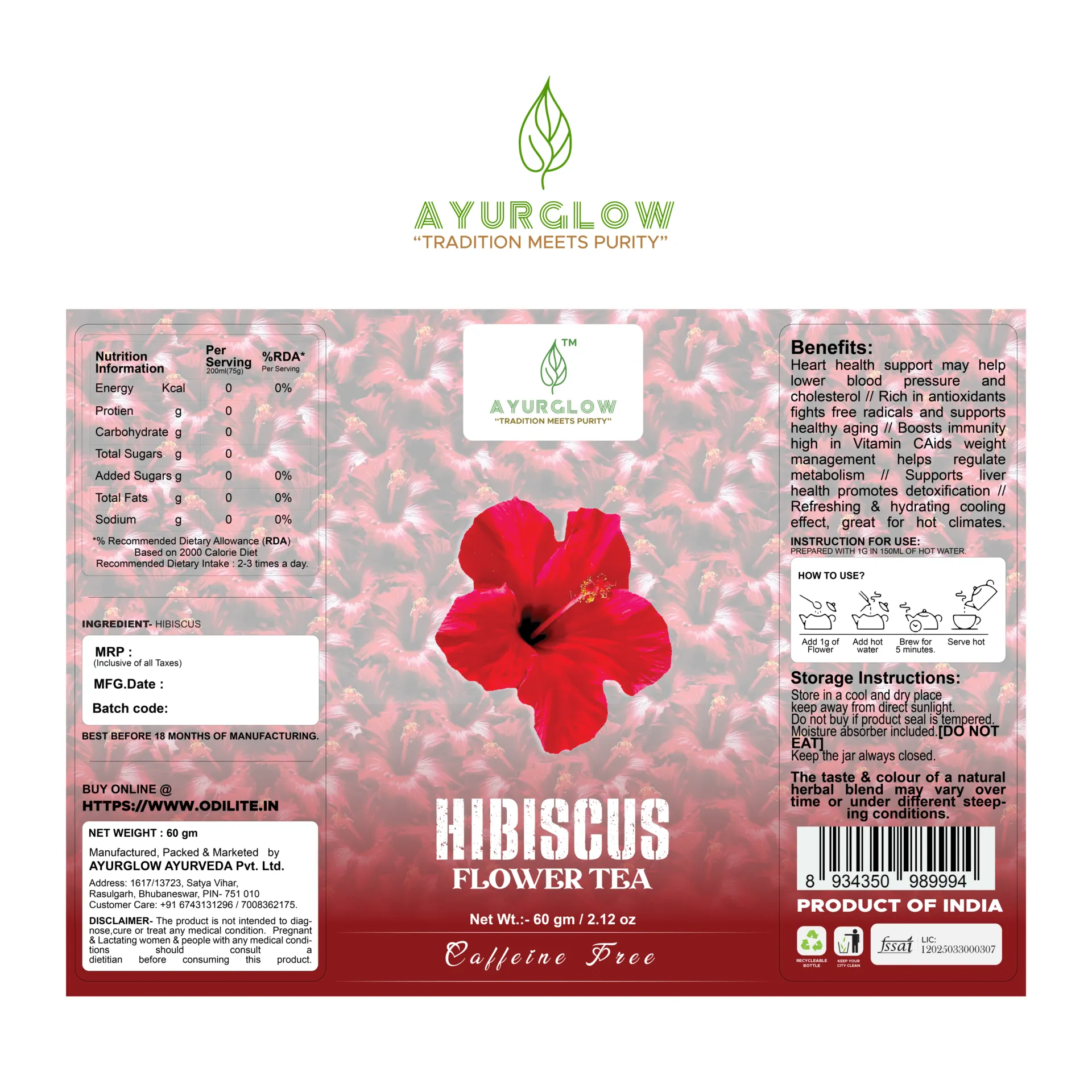 Hibiscus Flower Herbal Tea 60 Gram – image 3