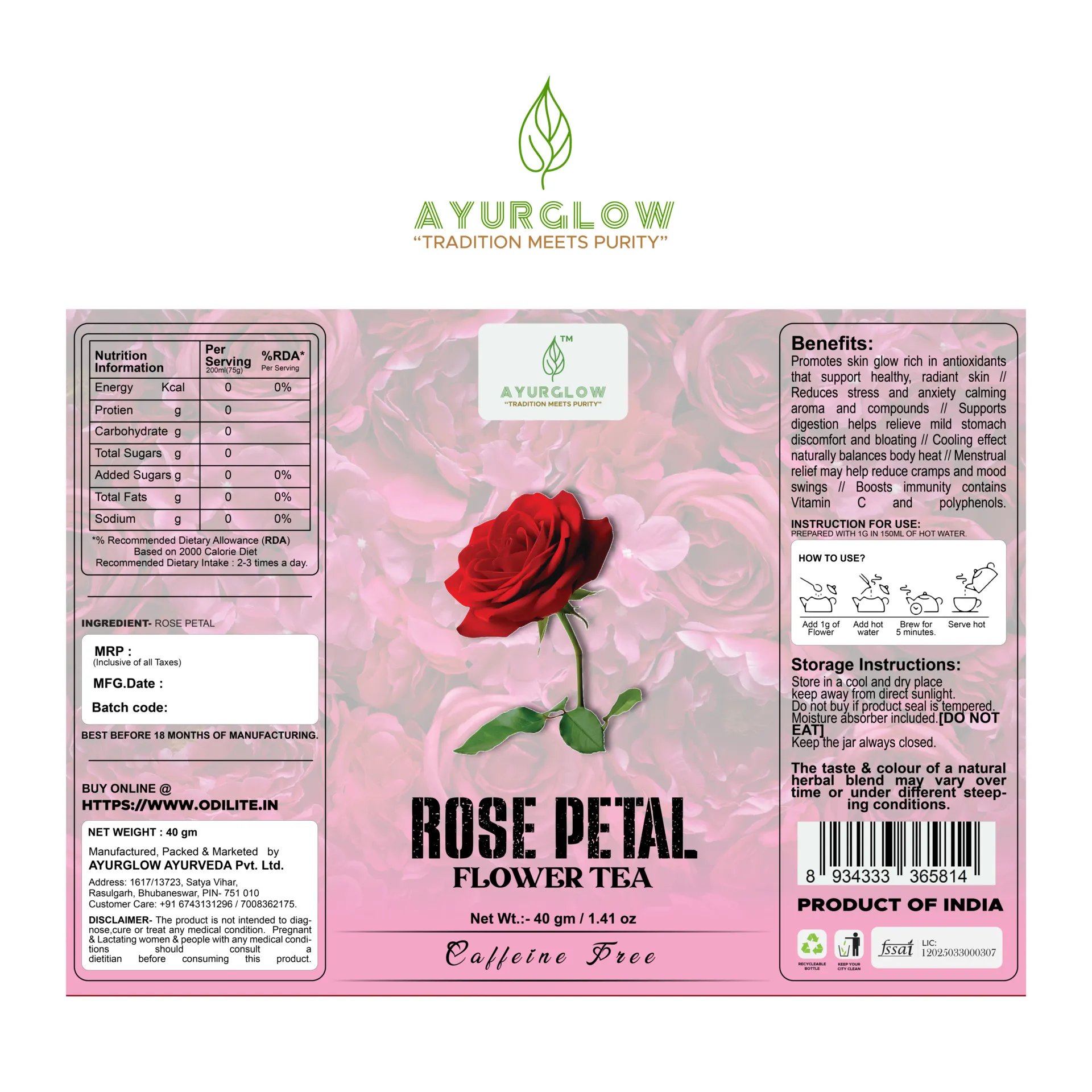 Rose Petal Flower Herbal Tea 40 Grm – image 3