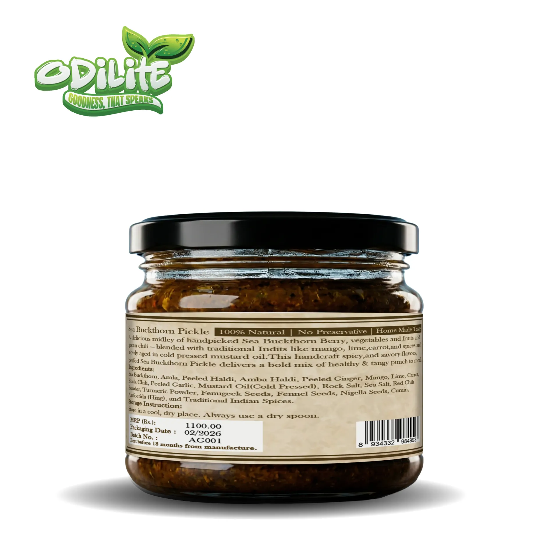 Sea Buckthorn Pickle Home Made 325GM from Odilite Organic – image 4